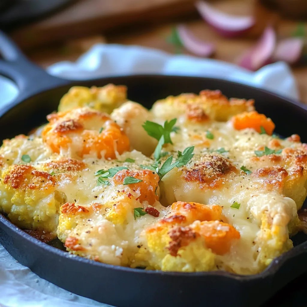 Schmelzende Blumenkohlsteaks mit Käse